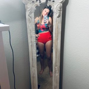 Red Ruffled Kortni Jean swim bottoms